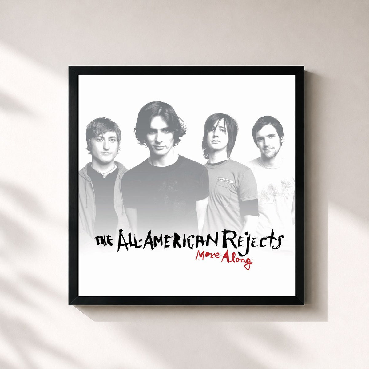 #noir Tableau carré de l'album Move Along de The All-American Rejects, cadre noir 32x32 cm