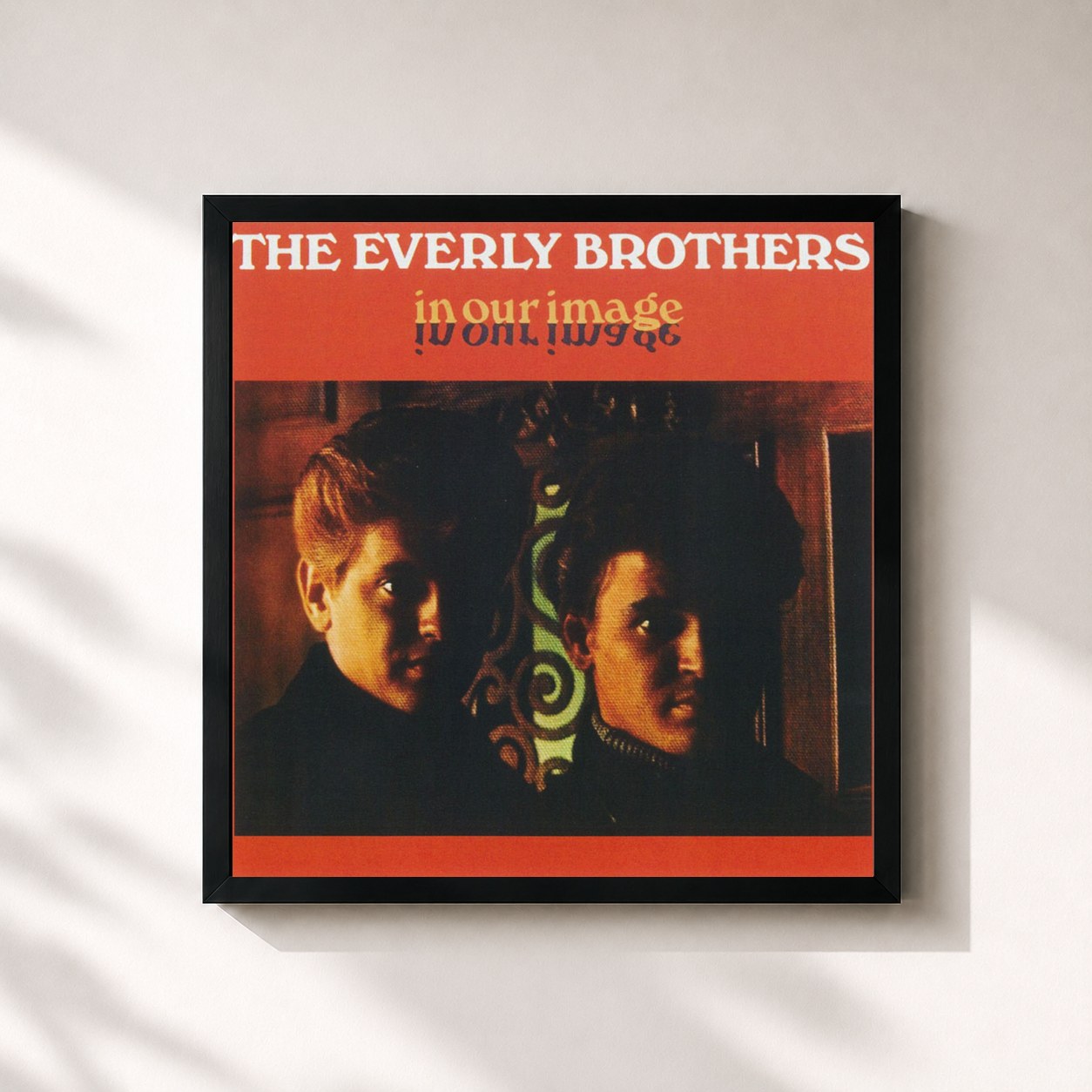 #noir Tableau carré de l'album In Our Image de The Everly Brothers, cadre noir 32x32 cm