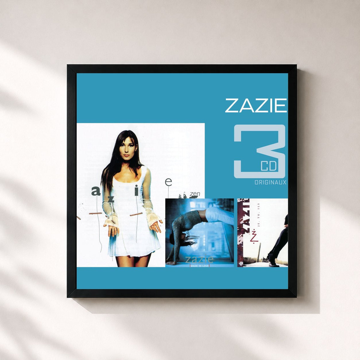 #noir Tableau carré de l'album Coffret 3Cd de Zazie, cadre noir 32x32 cm