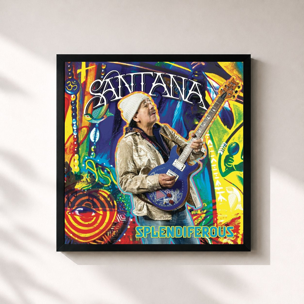#noir Tableau carré de l'album Splendiferous Santana de Santana, cadre noir 32x32 cm