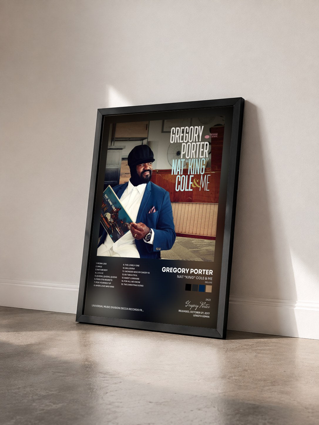 #noir Tableau de l'album Nat "King" Cole & Me (Deluxe) de Gregory Porter vu de trois quarts, cadre noir