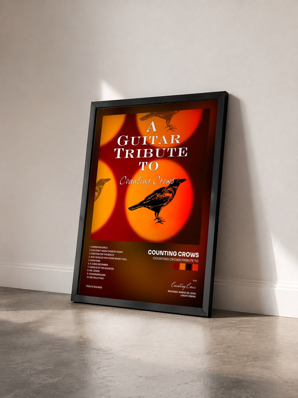 #noir Tableau de l'album Counting Crows:tribute To de Counting Crows vu de trois quarts, cadre noir