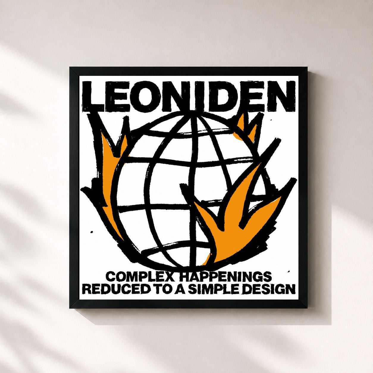 #noir Tableau carré de l'album Complex Happenings Reduced To A Simple Design de Leoniden, cadre noir 32x32 cm