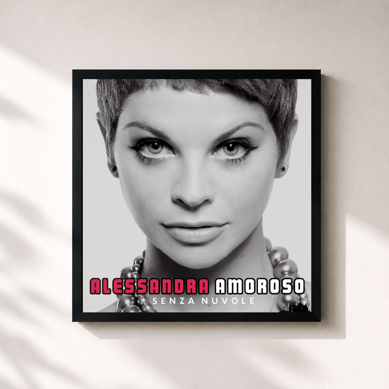#noir Tableau carré de l'album Senza Nuvole Deluxe Edition de Alessandra Amoroso, cadre noir 32x32 cm