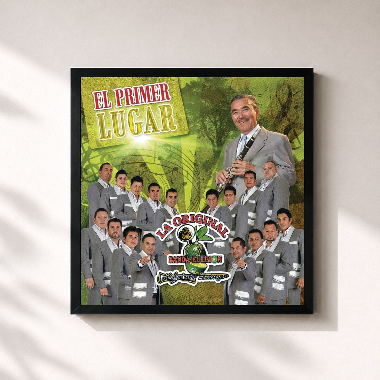 #noir Tableau carré de l'album El Primer Lugar de La Original Banda El Limón De Salvador Lizárraga, cadre noir 32x32 cm