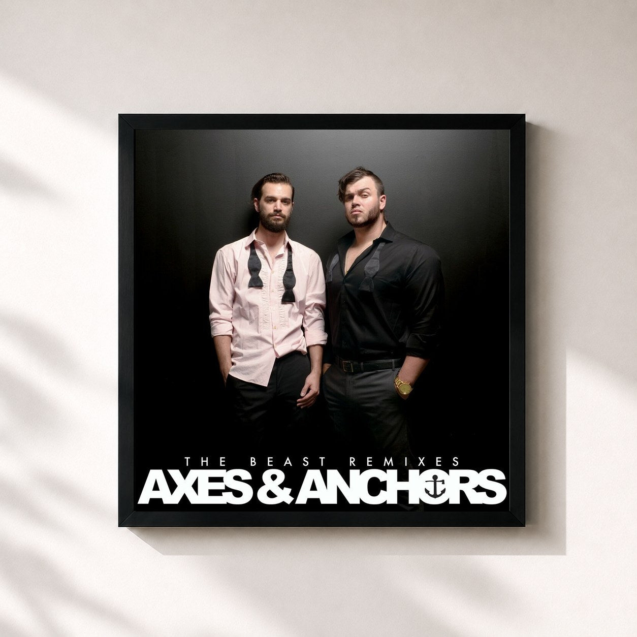 #noir Tableau carré de l'album The Beast Remixes: Axes & Anchors de Rob Bailey & The Hustle Standard, cadre noir 32x32 cm
