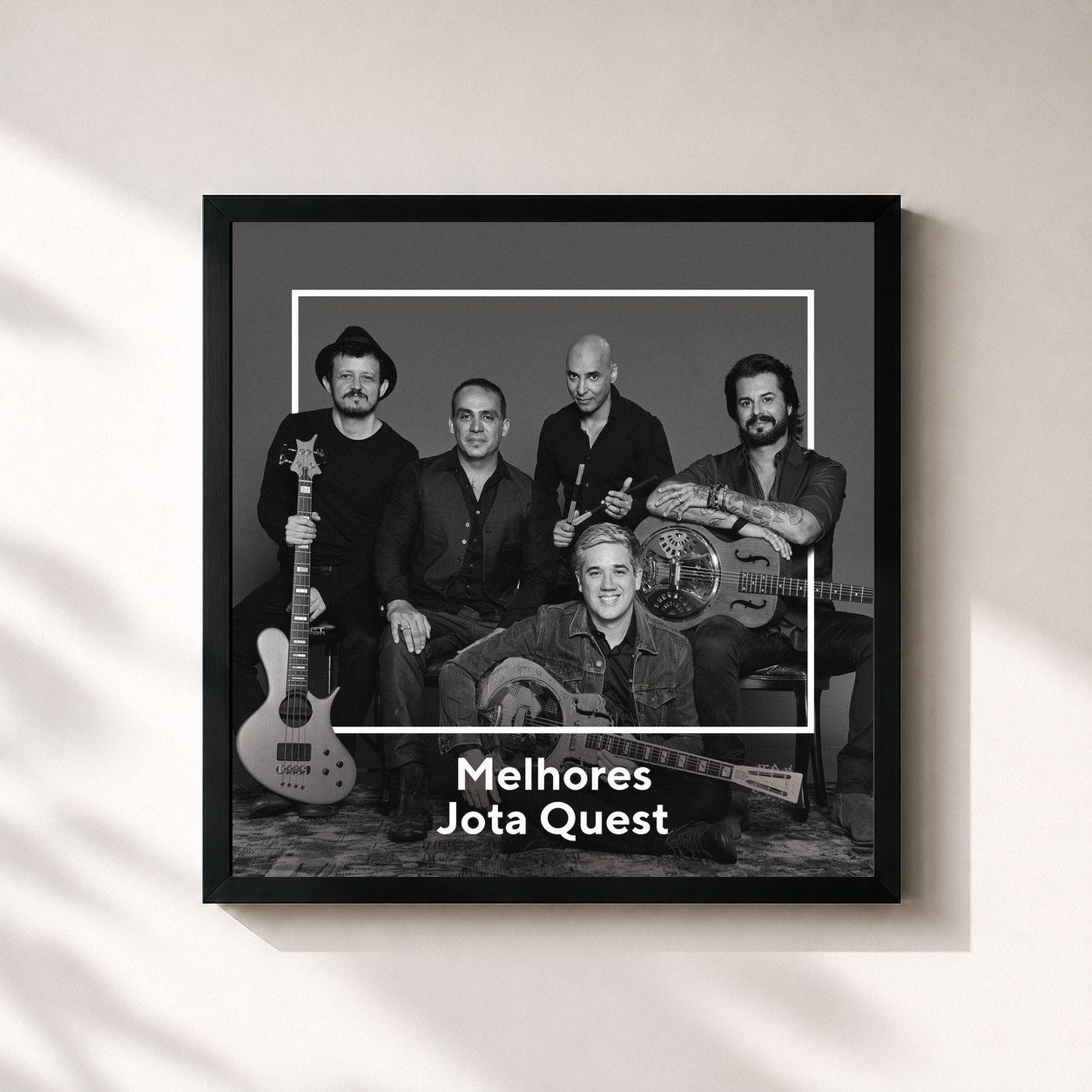 #noir Tableau carré de l'album Melhores Jota Quest de Jota Quest, cadre noir 32x32 cm