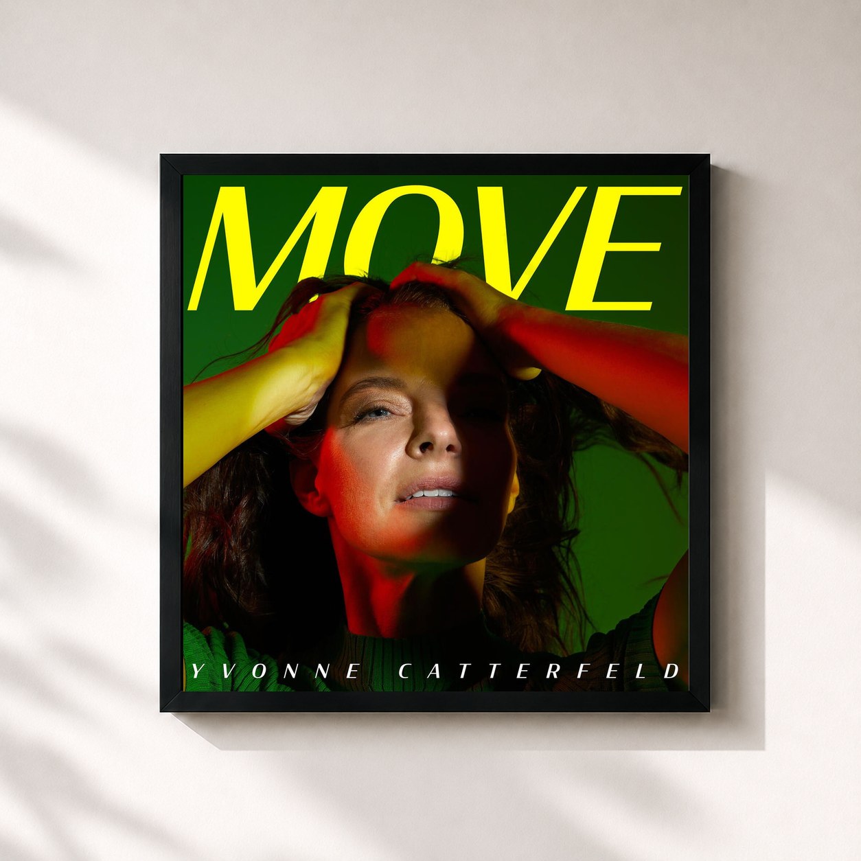 #noir Tableau carré de l'album Move de Yvonne Catterfeld, cadre noir 32x32 cm