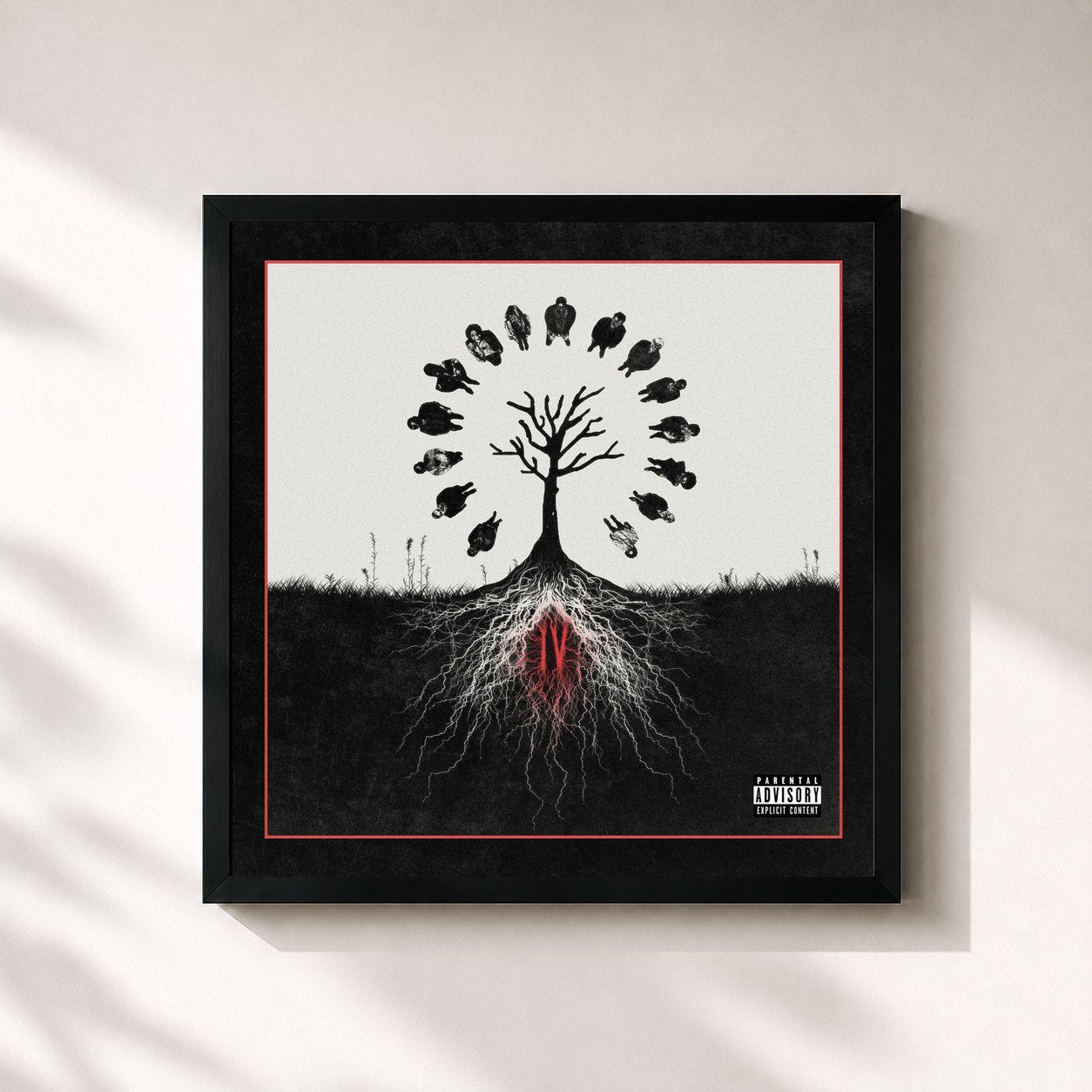 #noir Tableau carré de l'album XXXTENTACION Presents: Members Only, Vol. 4 de XXXTentacion, cadre noir 32x32 cm
