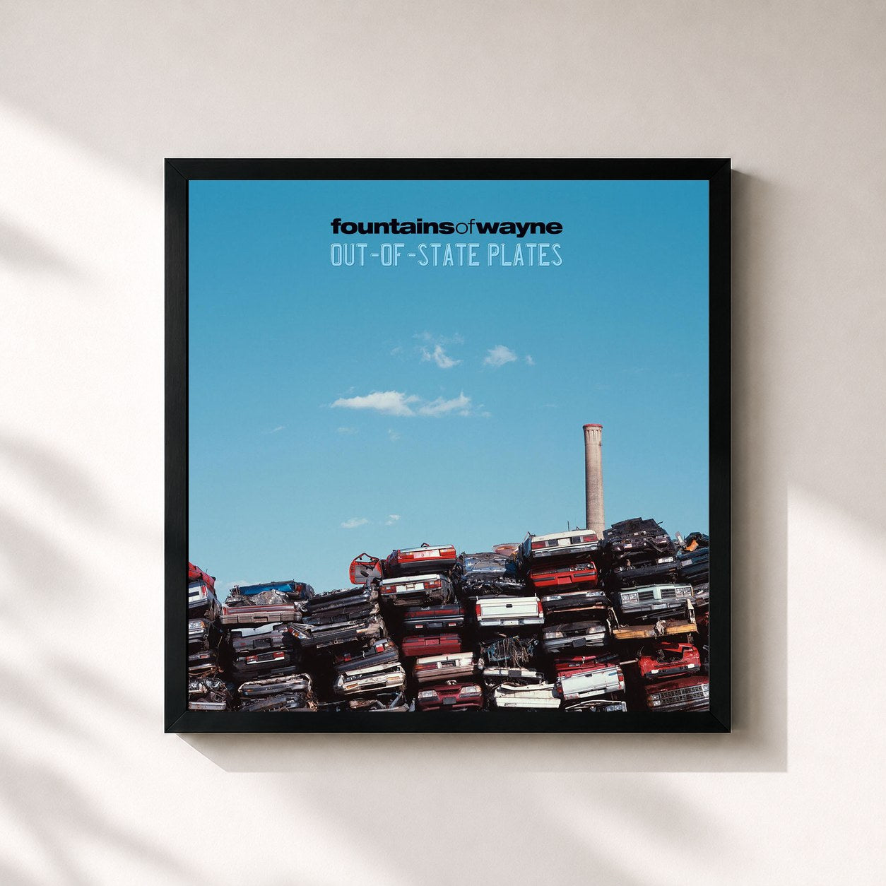 #noir Tableau carré de l'album Out-Of-State Plates de Fountains of Wayne, cadre noir 32x32 cm