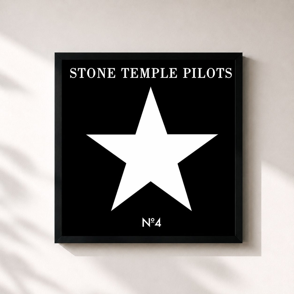 #noir Tableau carré de l'album No. 4 de Stone Temple Pilots, cadre noir 32x32 cm