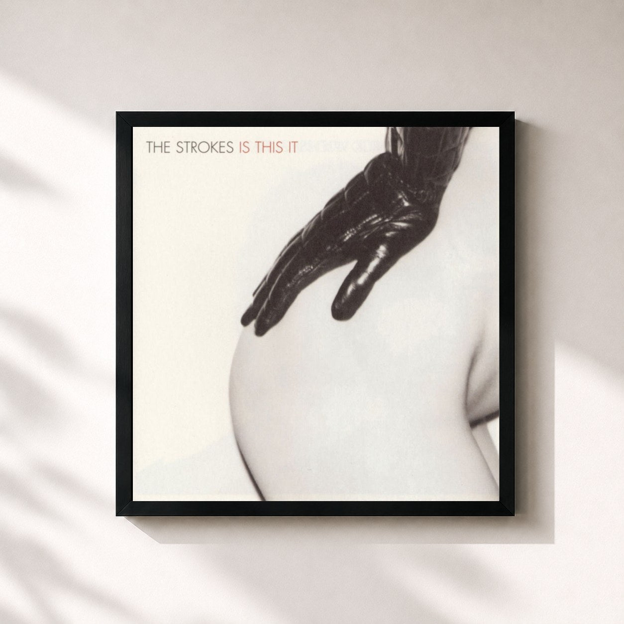 #noir Tableau carré de l'album Is This It de The Strokes, cadre noir 32x32 cm