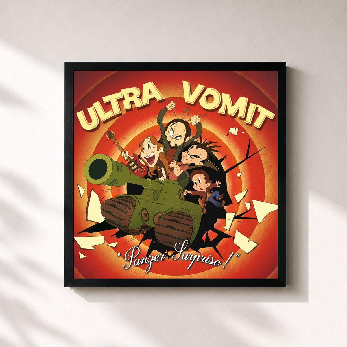 #noir Tableau carré de l'album Panzer Surprise ! de Ultra Vomit, cadre noir 32x32 cm