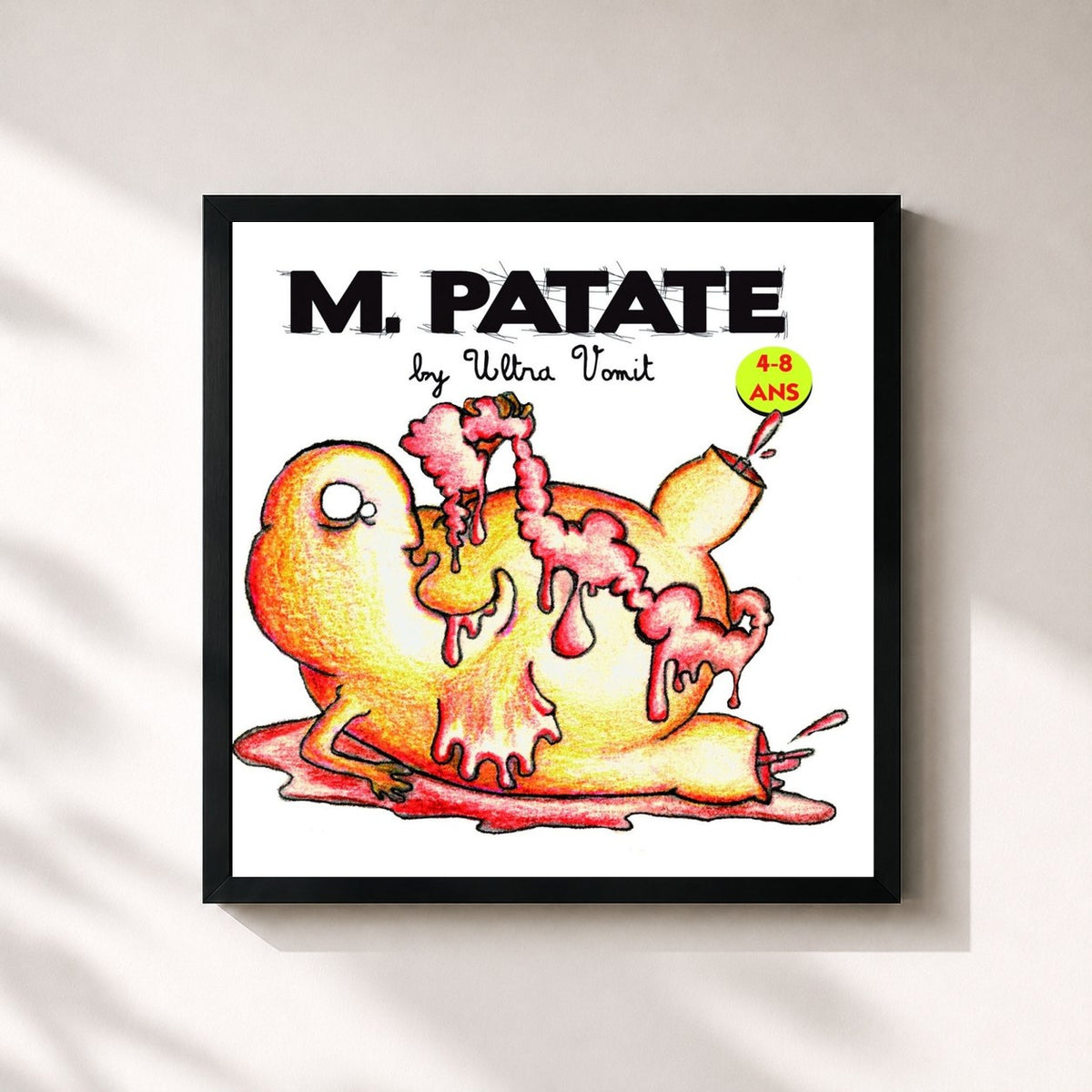 #noir Tableau carré de l'album M. Patate de Ultra Vomit, cadre noir 32x32 cm