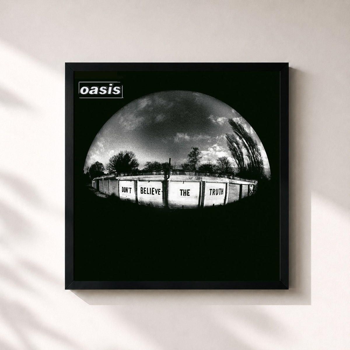 #noir Tableau carré de l'album Don't Believe The Truth de Oasis, cadre noir 32x32 cm