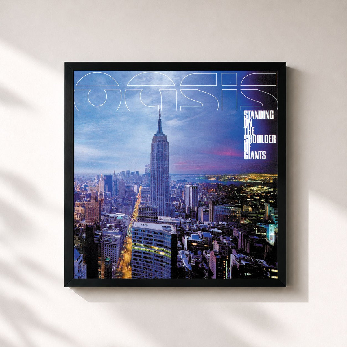 #noir Tableau carré de l'album Standing On The Shoulder Of Giants de Oasis, cadre noir 32x32 cm