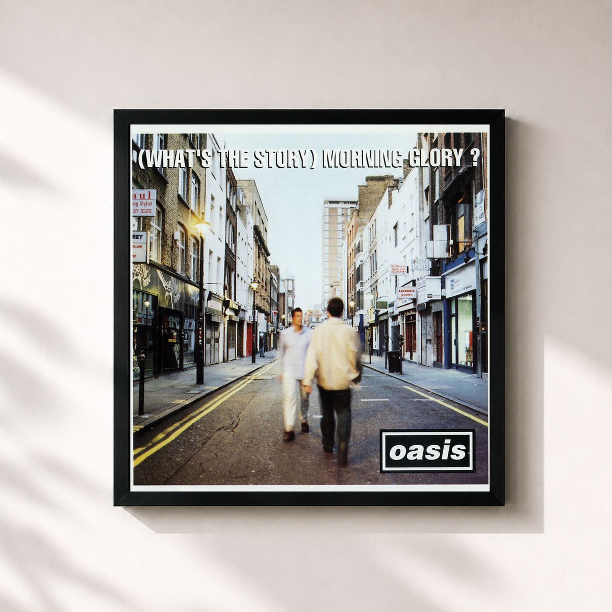 #noir Tableau carré de l'album (What's The Story) Morning Glory? de Oasis, cadre noir 32x32 cm