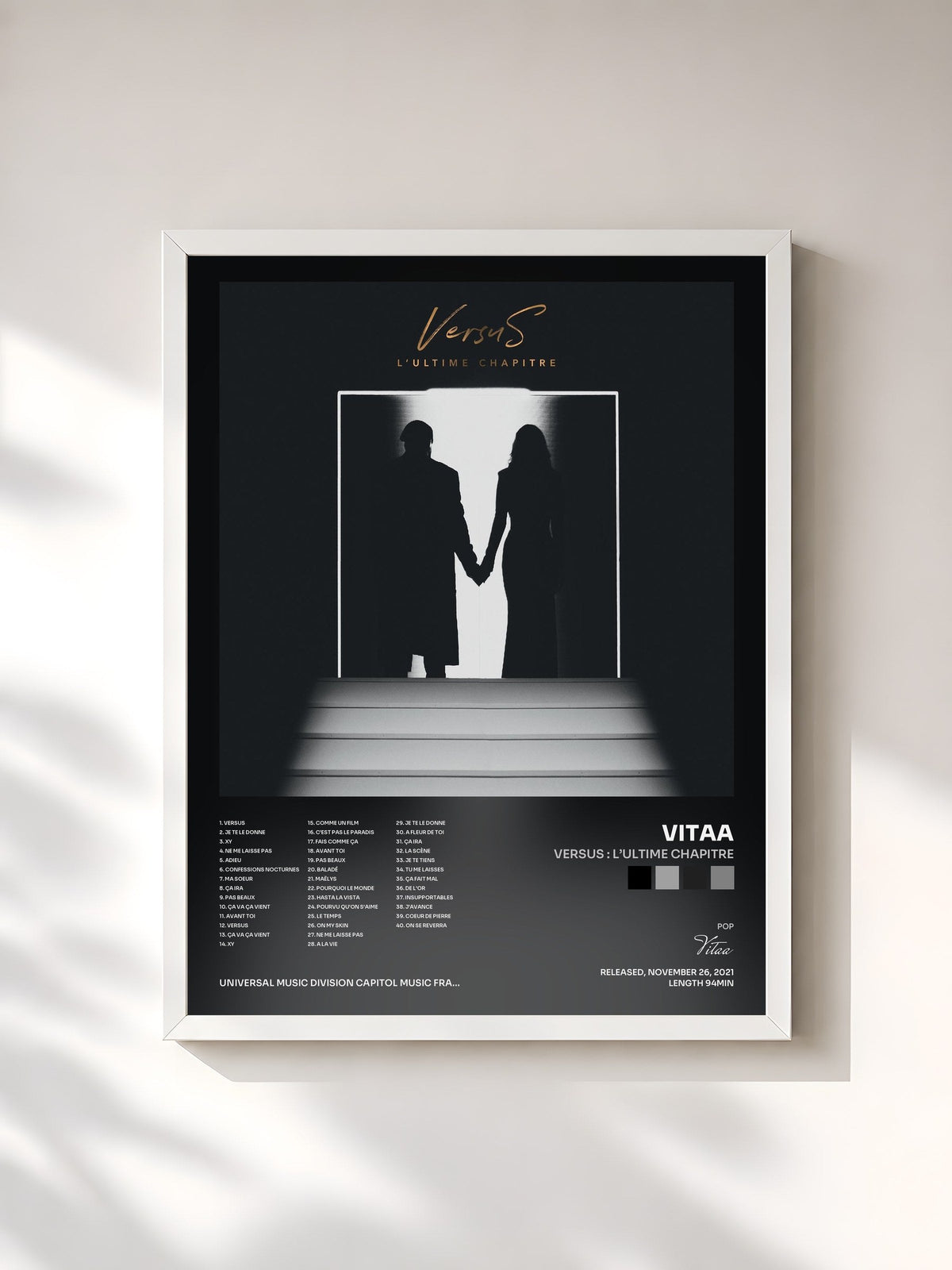 #blanc Tableau de l'album VersuS : L’ultime chapitre de Vitaa, cadre blanc, imprimé et encadré en France