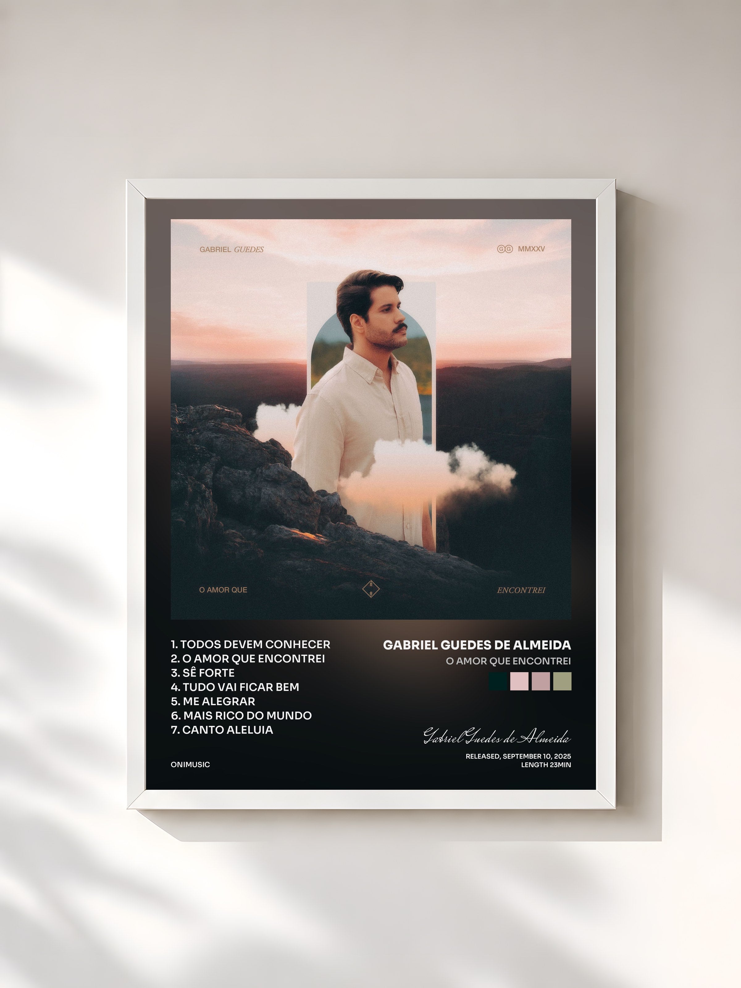 #blanc Tableau de l'album O Amor Que Encontrei de Gabriel Guedes de Almeida, cadre blanc, imprimé et encadré en France