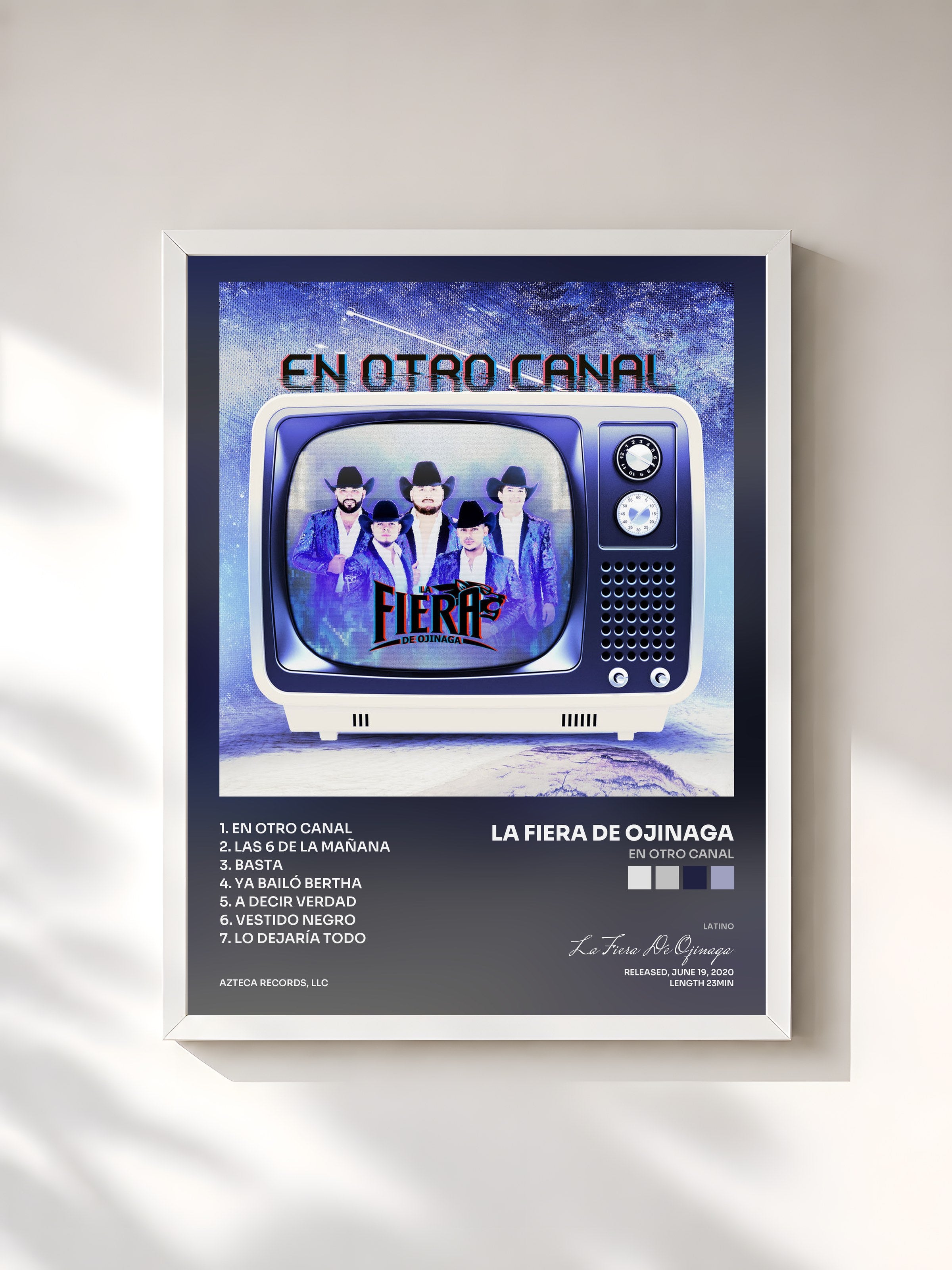 #blanc Tableau de l'album En Otro Canal de La Fiera De Ojinaga, cadre blanc, imprimé et encadré en France