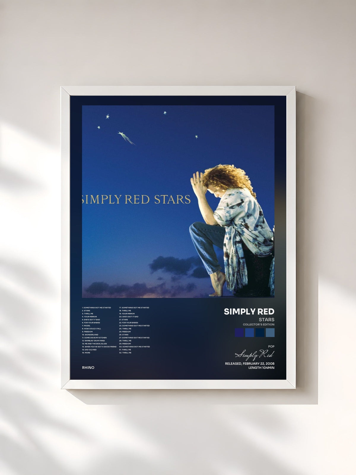 #blanc Stars (Collector's Edition) by Simply Red as a framed art print, white frame, printed and framed in France
