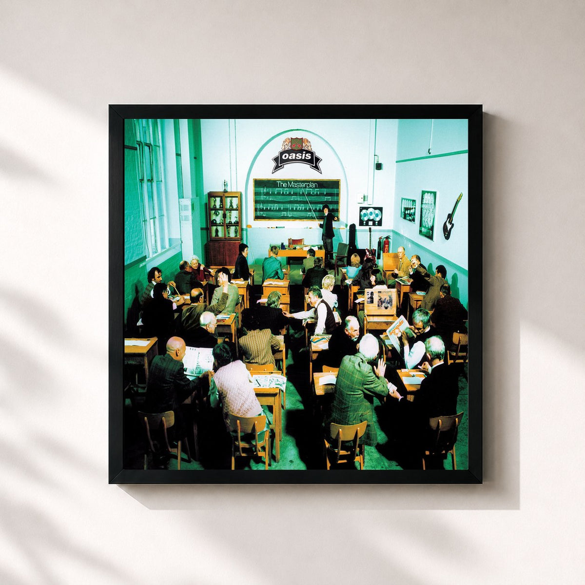 #noir Tableau carré de l'album The Masterplan de Oasis, cadre noir 32x32 cm