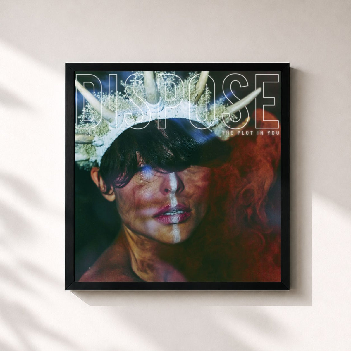 #noir Tableau carré de l'album DISPOSE de The Plot In You, cadre noir 32x32 cm