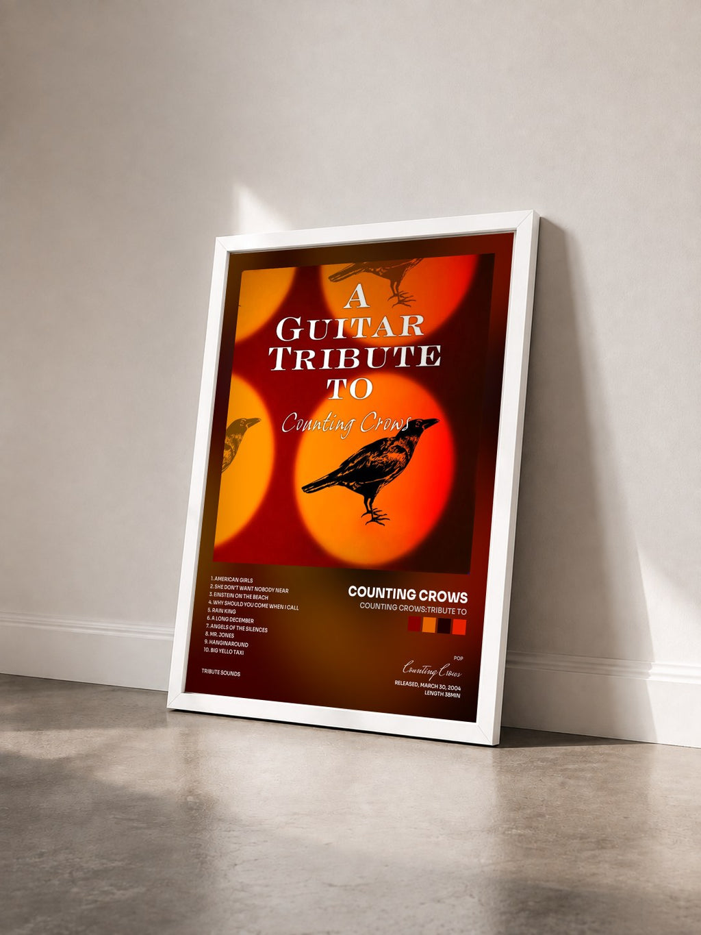 #blanc Tableau de l'album Counting Crows:tribute To de Counting Crows vu de trois quarts, cadre blanc