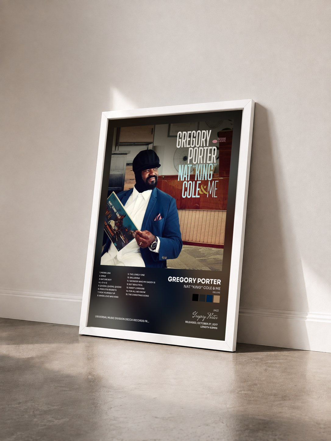 #blanc Tableau de l'album Nat "King" Cole & Me (Deluxe) de Gregory Porter vu de trois quarts, cadre blanc