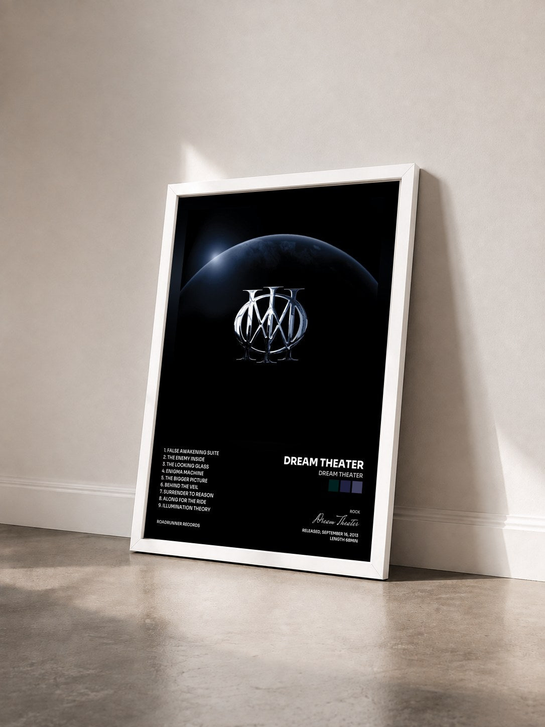 #blanc Tableau de l'album Dream Theater de Dream Theater vu de trois quarts, cadre blanc