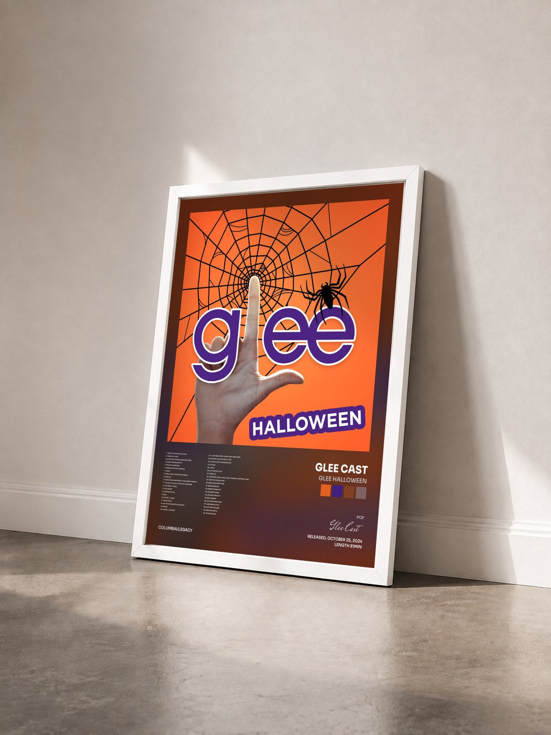 #blanc Glee Halloween by Glee Cast as a framed art print seen at an angle, white frame