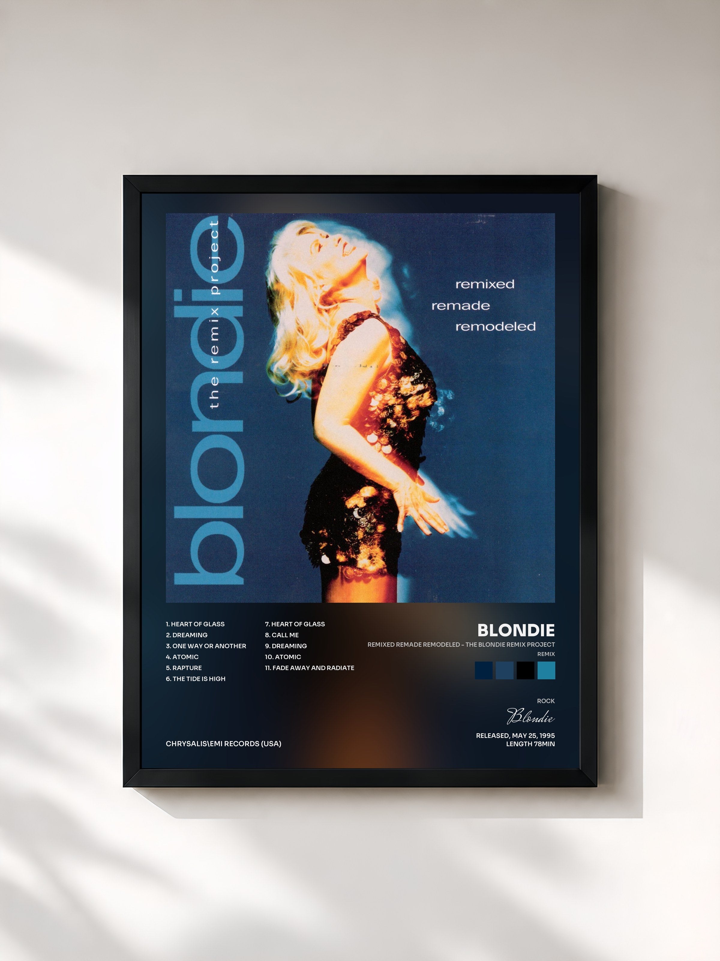 #noir Tableau de l'album Remixed Remade Remodeled - The Blondie Remix Project (Remix) de Blondie, cadre noir, imprimé et encadré en France