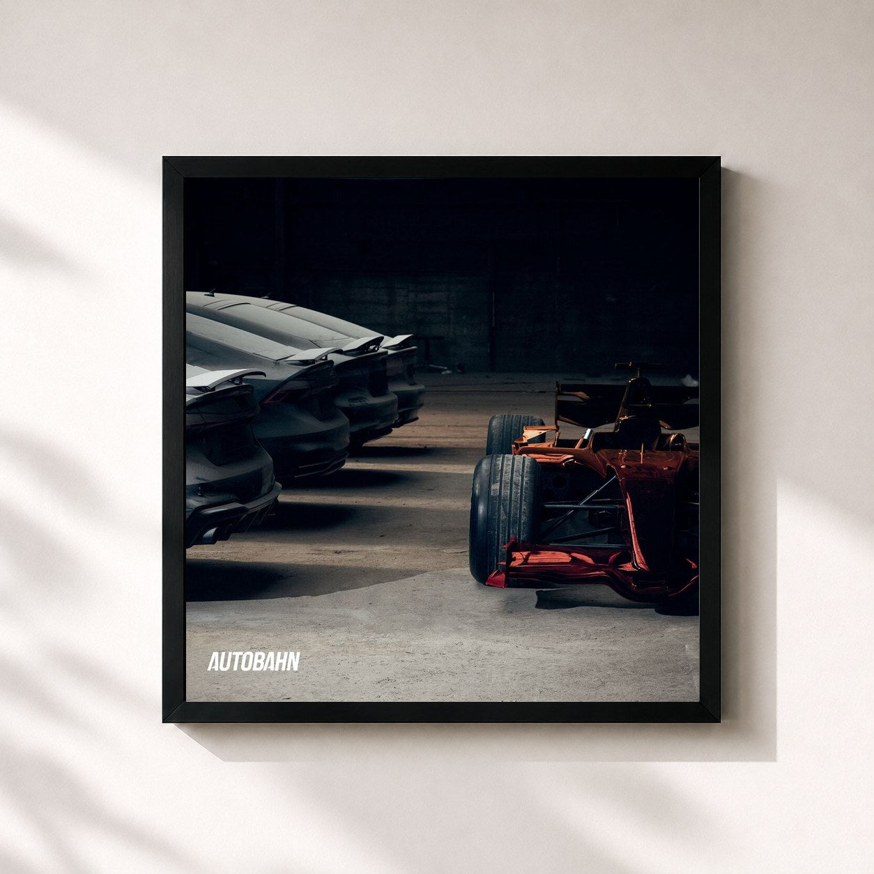 #noir Autobahn by SCH as a square framed art print, black 32x32 cm frame