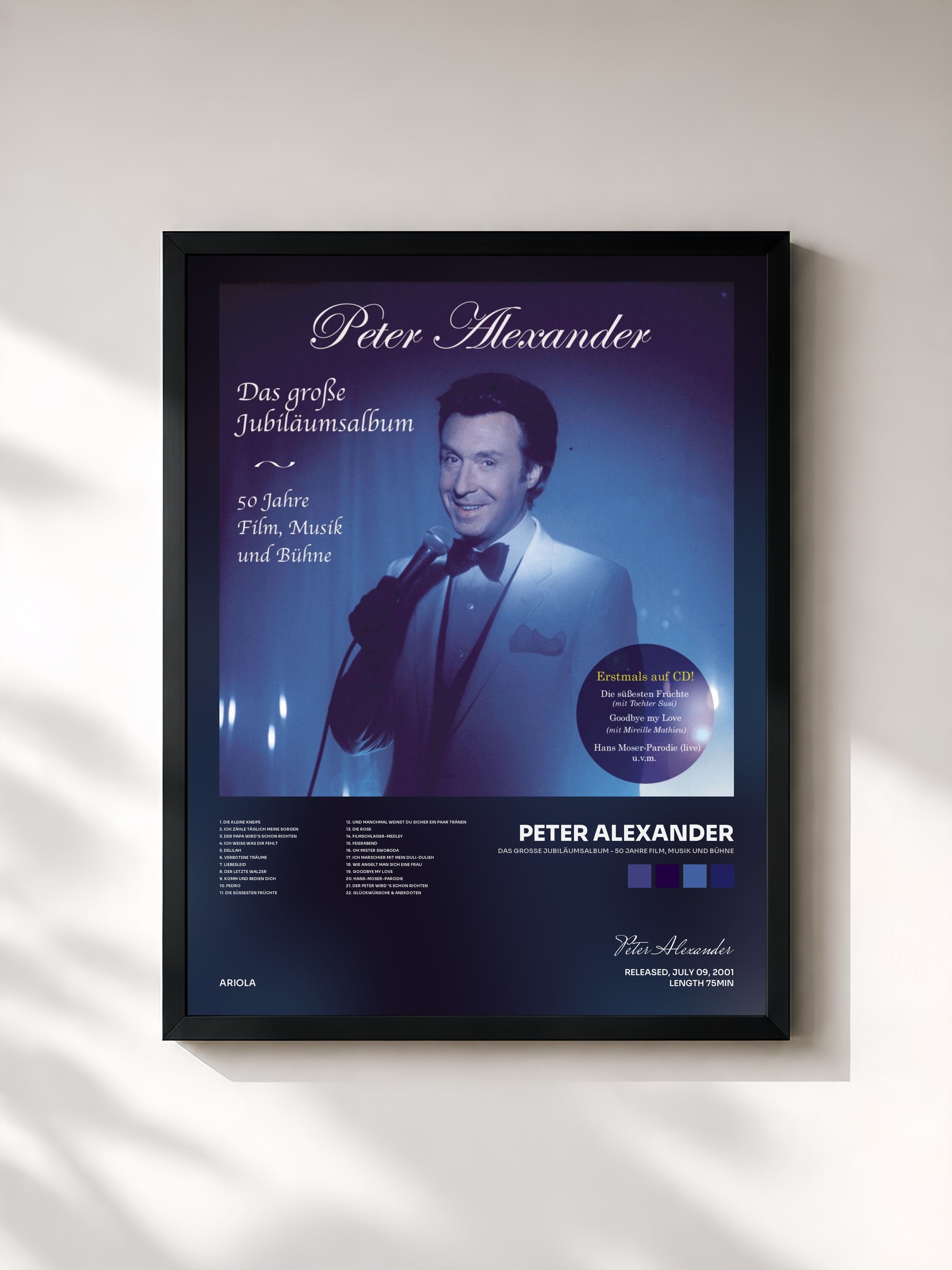 #noir Tableau de l'album Das große Jubiläumsalbum - 50 Jahre Film, Musik und Bühne de Peter Alexander, cadre noir, imprimé et encadré en France