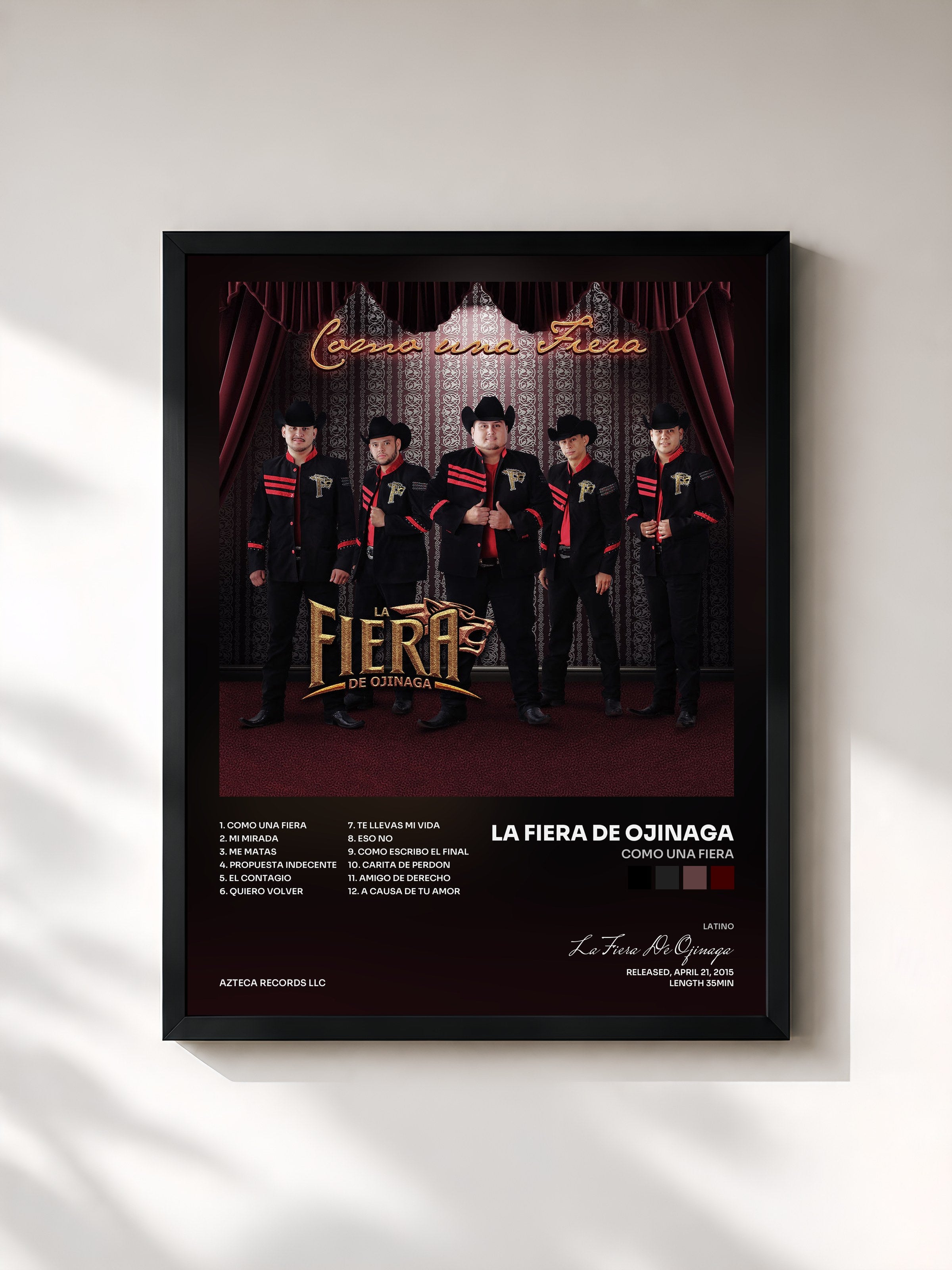 #noir Tableau de l'album Como una Fiera de La Fiera De Ojinaga, cadre noir, imprimé et encadré en France