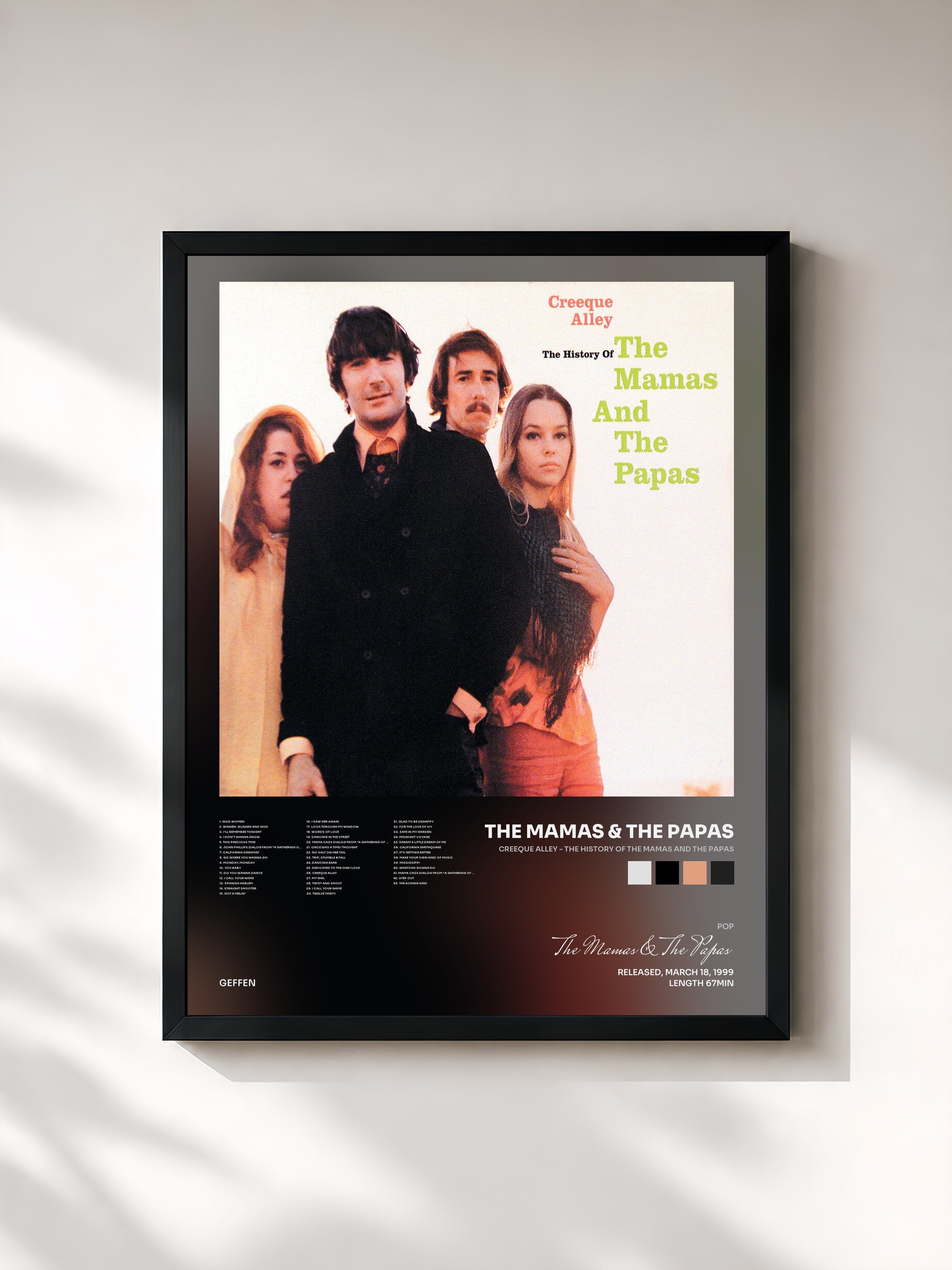#noir Tableau de l'album Creeque Alley - The History Of The Mamas And The Papas de The Mamas & The Papas, cadre noir, imprimé et encadré en France