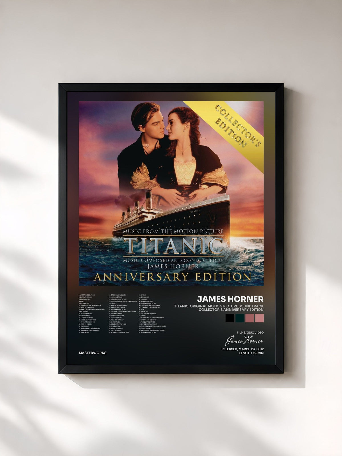 #noir Tableau de l'album Titanic: Original Motion Picture Soundtrack - Collector's Anniversary Edition de James Horner, cadre noir, imprimé et encadré en France