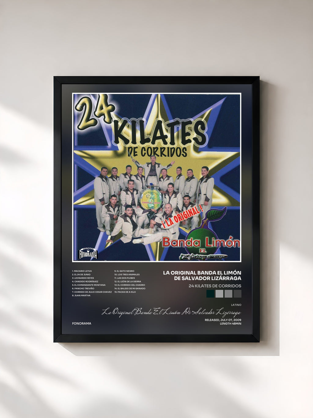 #noir 24 Kilates by Corridos de La Original Banda El Limón De Salvador Lizárraga as a framed art print, black frame, printed and framed in France