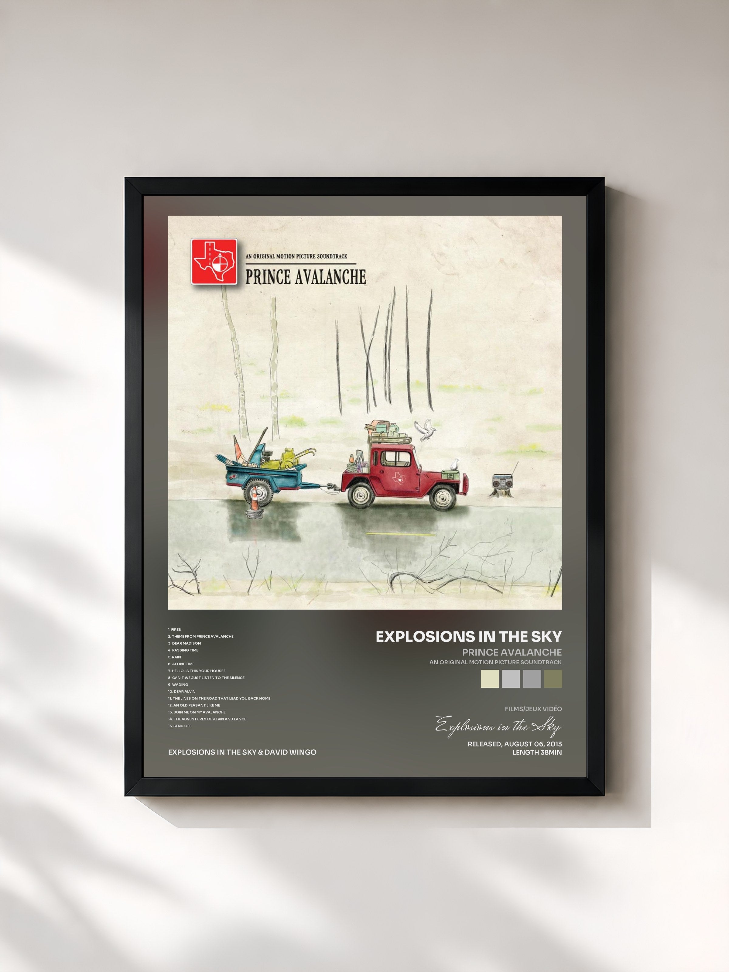 #noir Tableau de l'album Prince Avalanche (An Original Motion Picture Soundtrack) de Explosions in the Sky, cadre noir, imprimé et encadré en France
