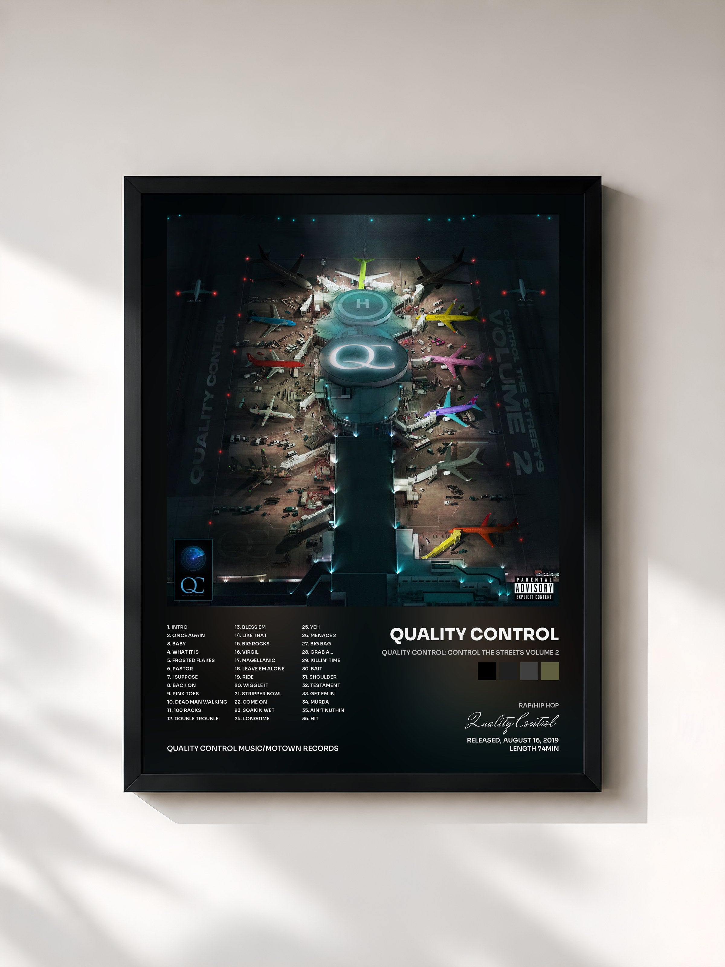 #noir Tableau de l'album Quality Control: Control The Streets Volume 2 de Quality Control, cadre noir, imprimé et encadré en France