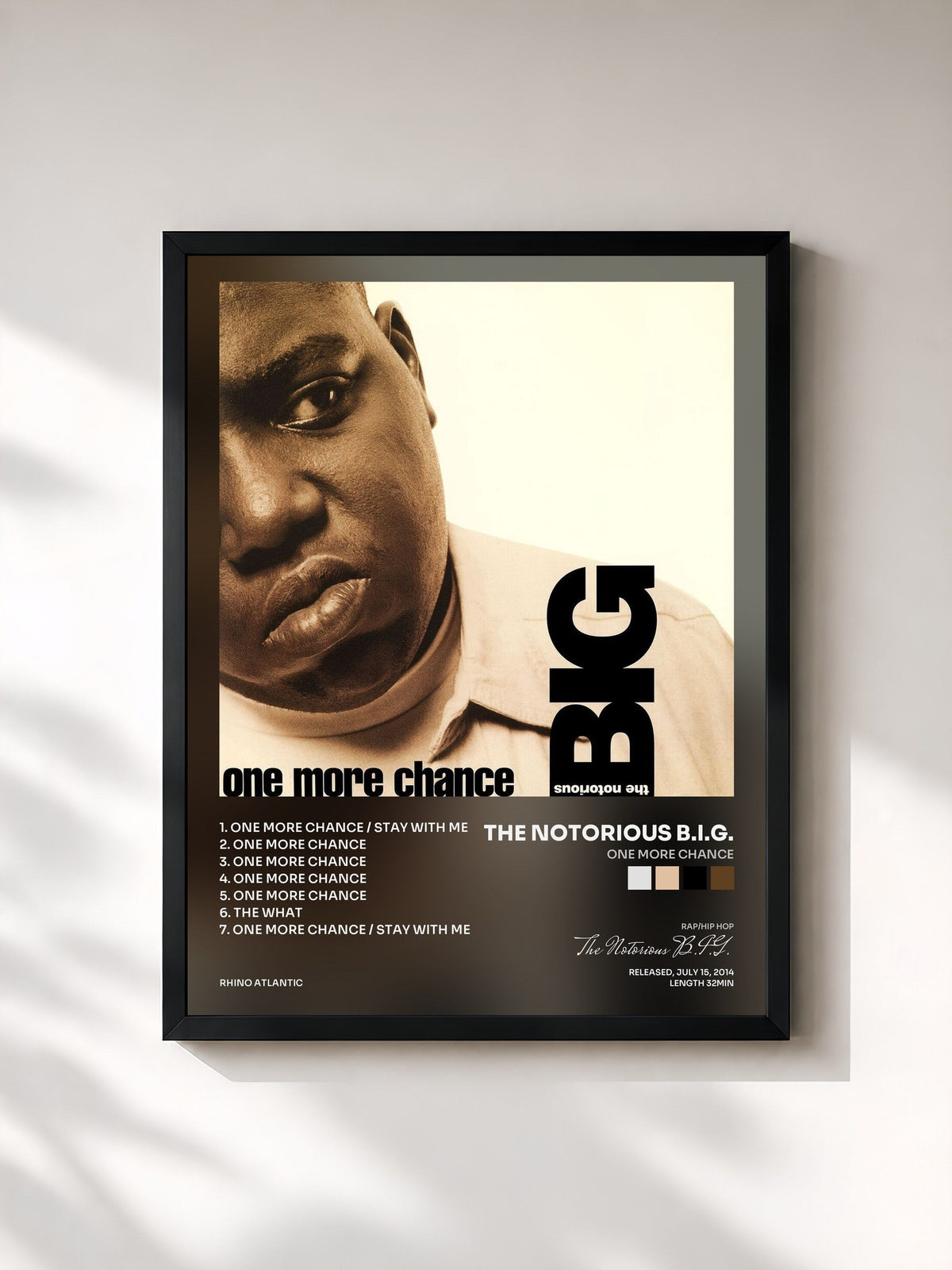 #noir Tableau de l'album One More Chance de The Notorious B.I.G., cadre noir, imprimé et encadré en France