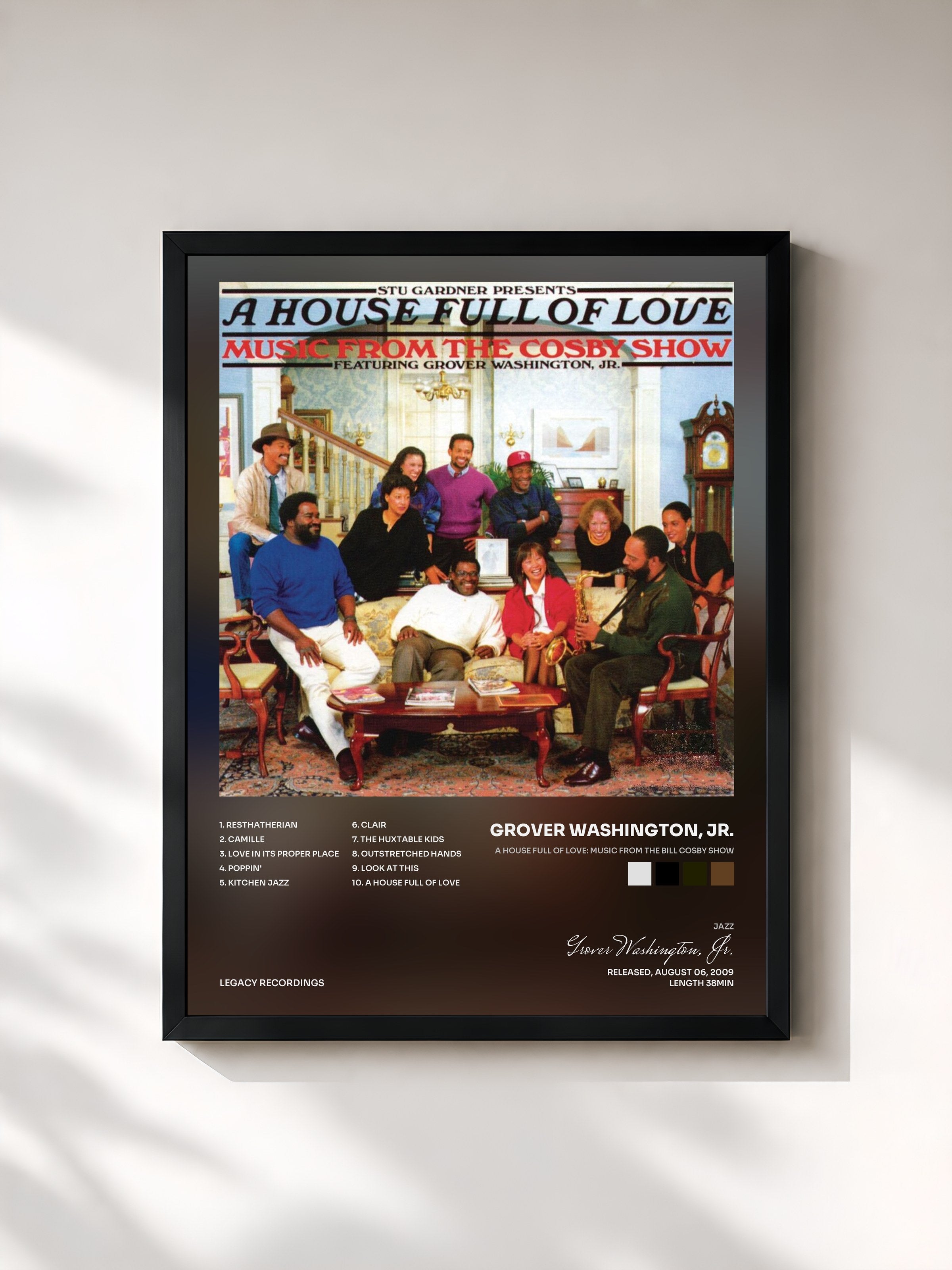 #noir Tableau de l'album A House Full Of Love: Music From The Bill Cosby Show de Grover Washington, Jr., cadre noir, imprimé et encadré en France