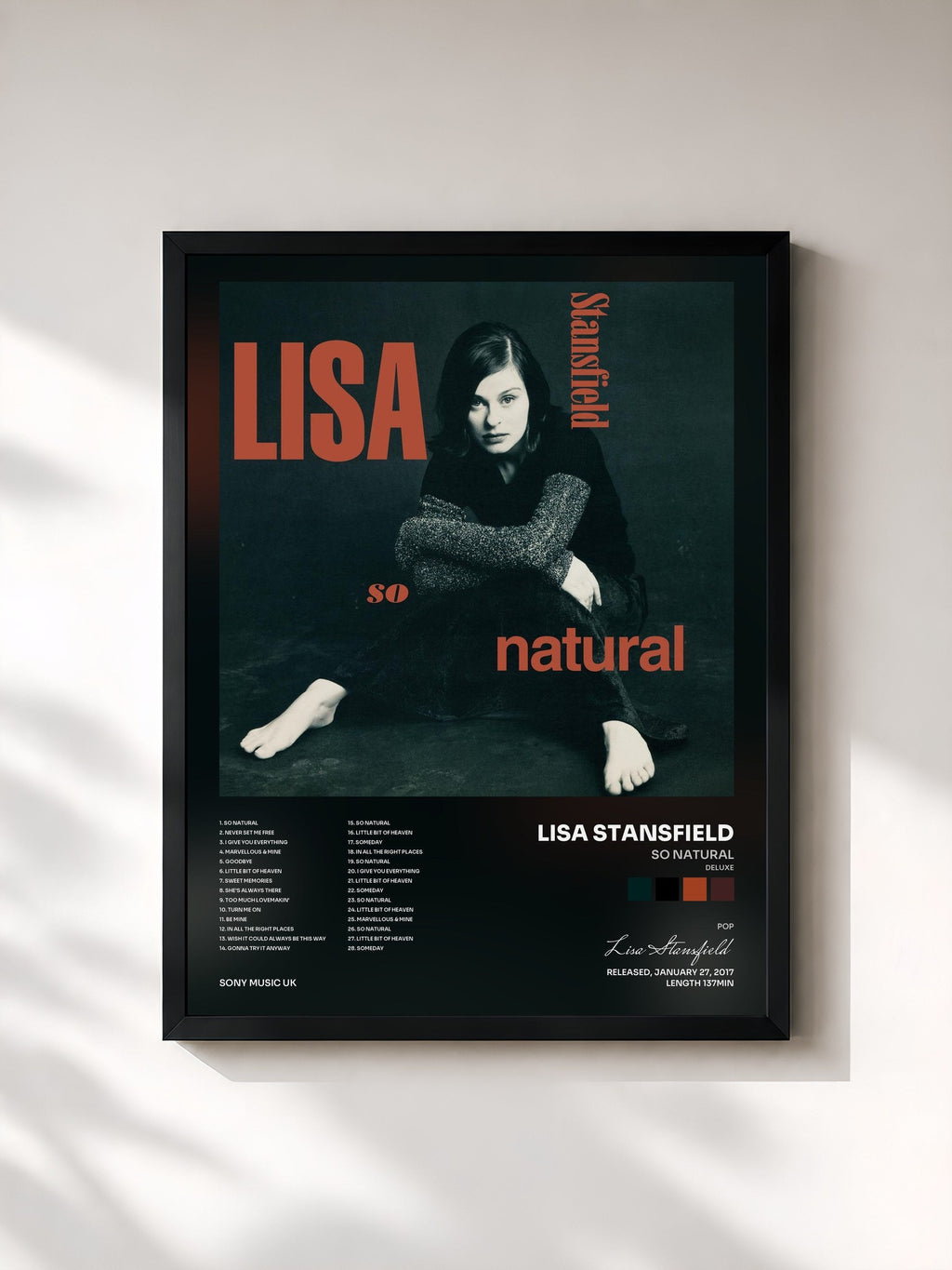 #noir So Natural (Deluxe) by Lisa Stansfield as a framed art print, black frame, printed and framed in France
