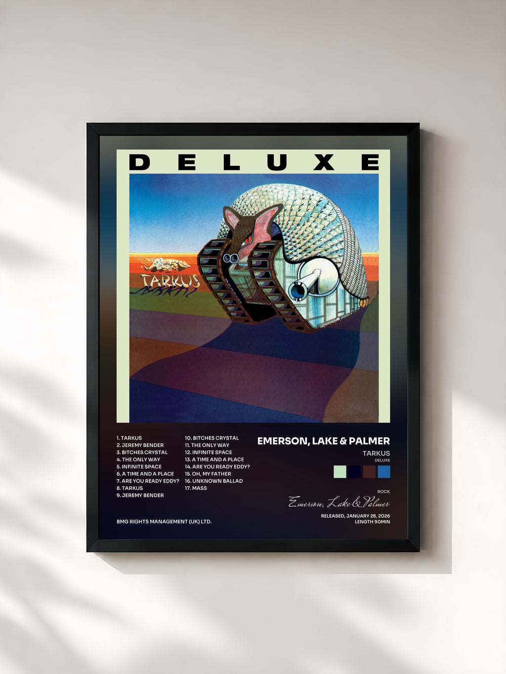 #noir Tableau de l'album Tarkus (Deluxe) de Emerson, Lake & Palmer, cadre noir, imprimé et encadré en France