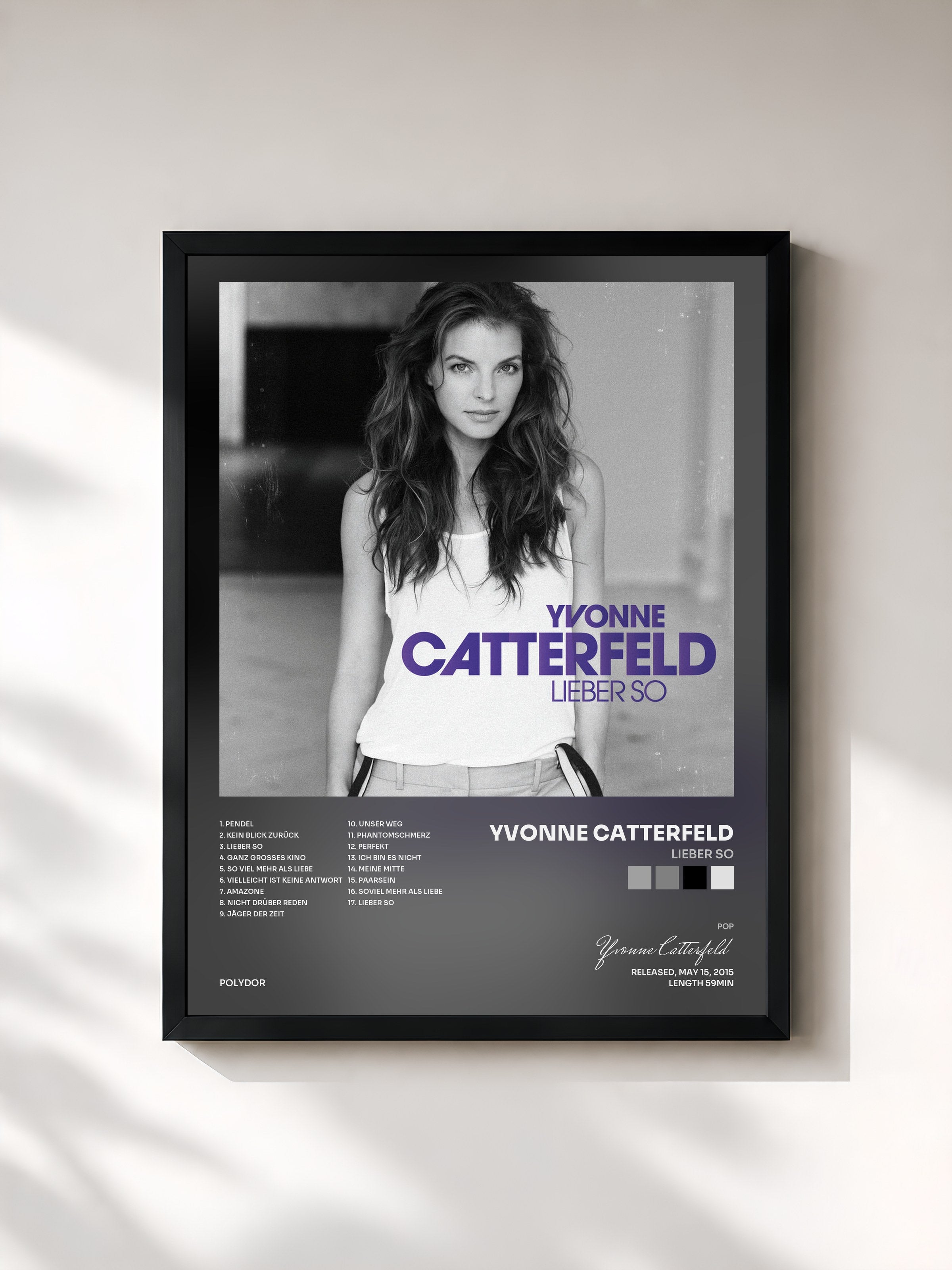 #noir Tableau de l'album Lieber so de Yvonne Catterfeld, cadre noir, imprimé et encadré en France