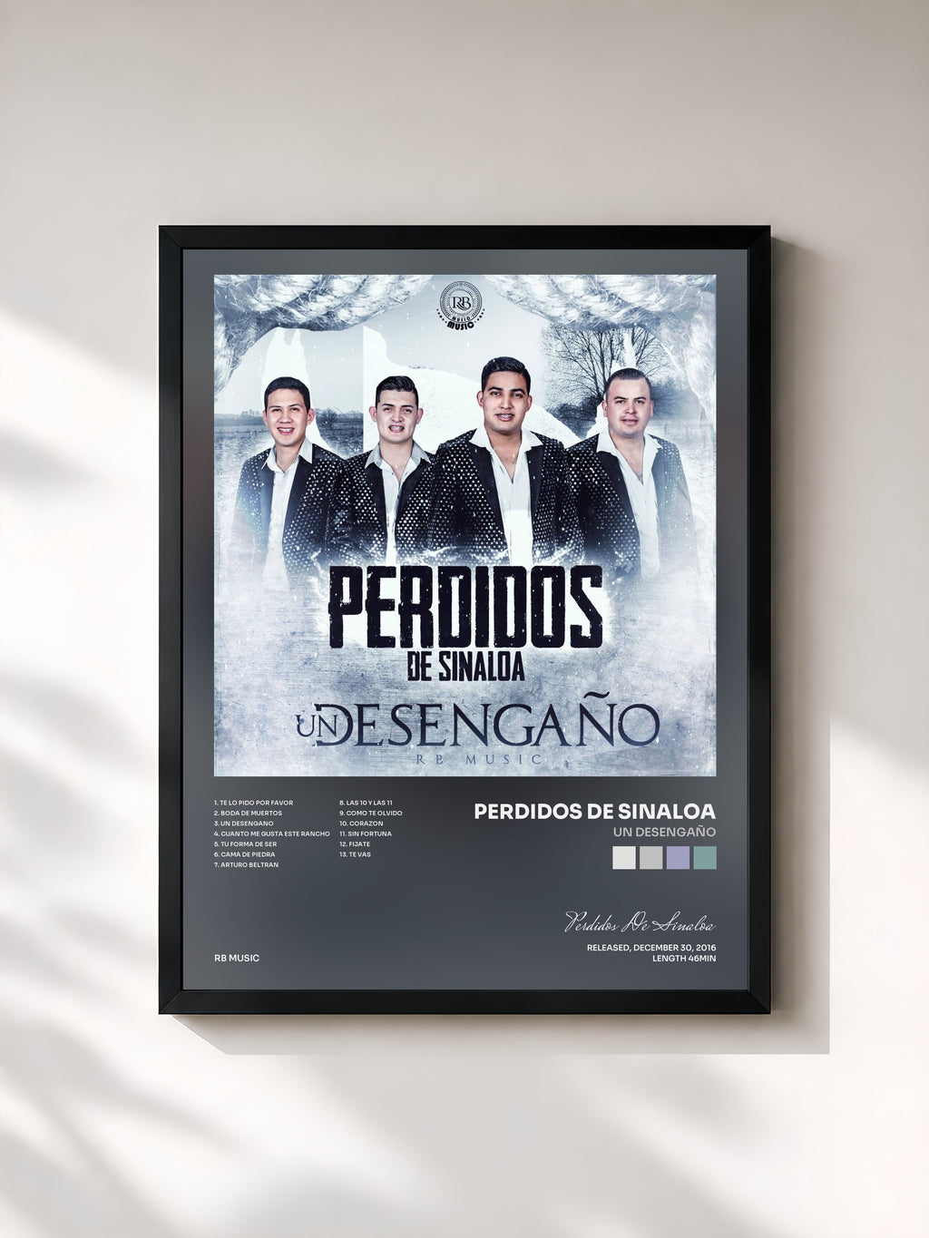 #noir Tableau de l'album Un Desengaño de Perdidos De Sinaloa, cadre noir, imprimé et encadré en France