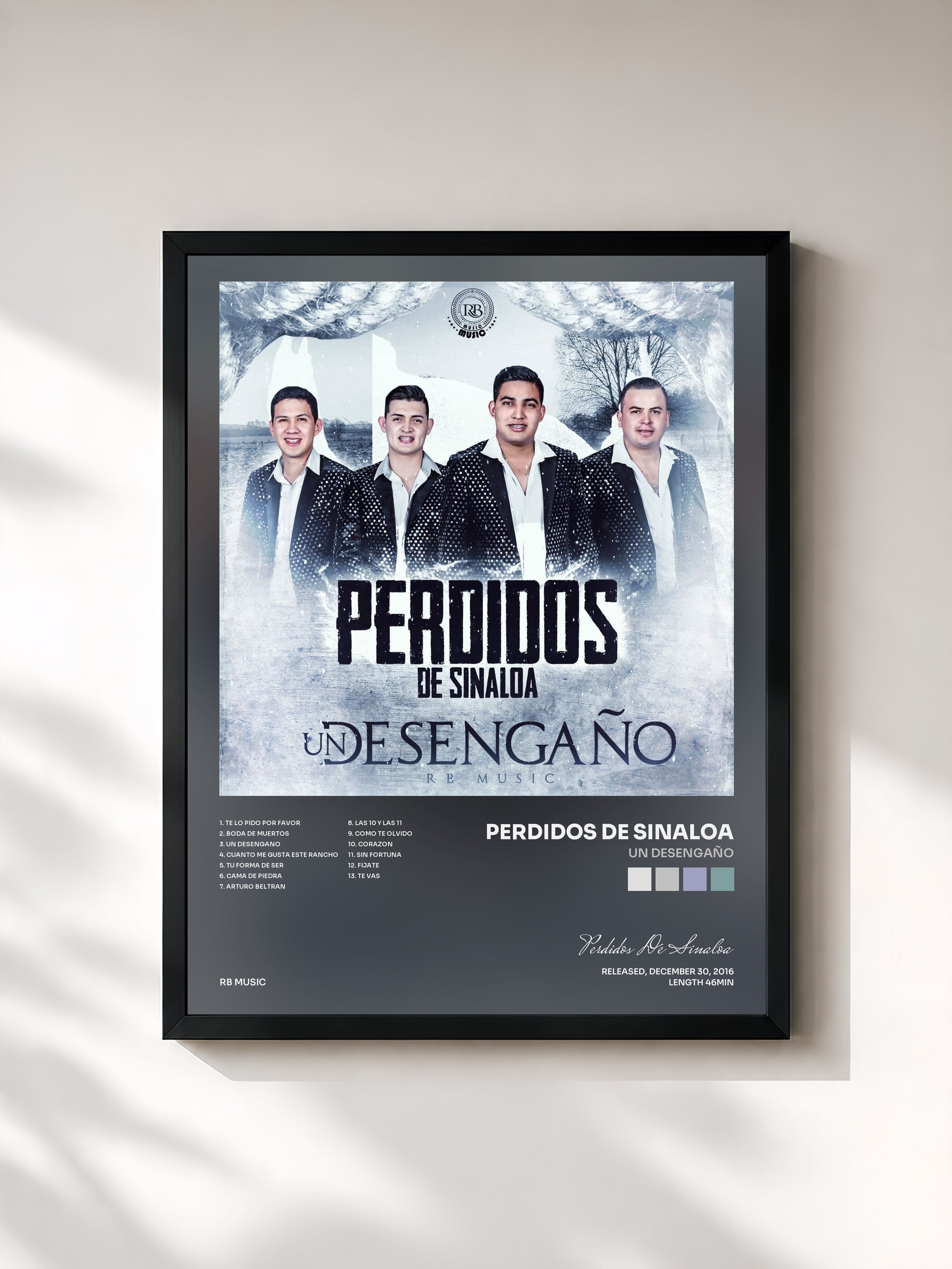 #noir Tableau de l'album Un Desengaño de Perdidos De Sinaloa, cadre noir, imprimé et encadré en France