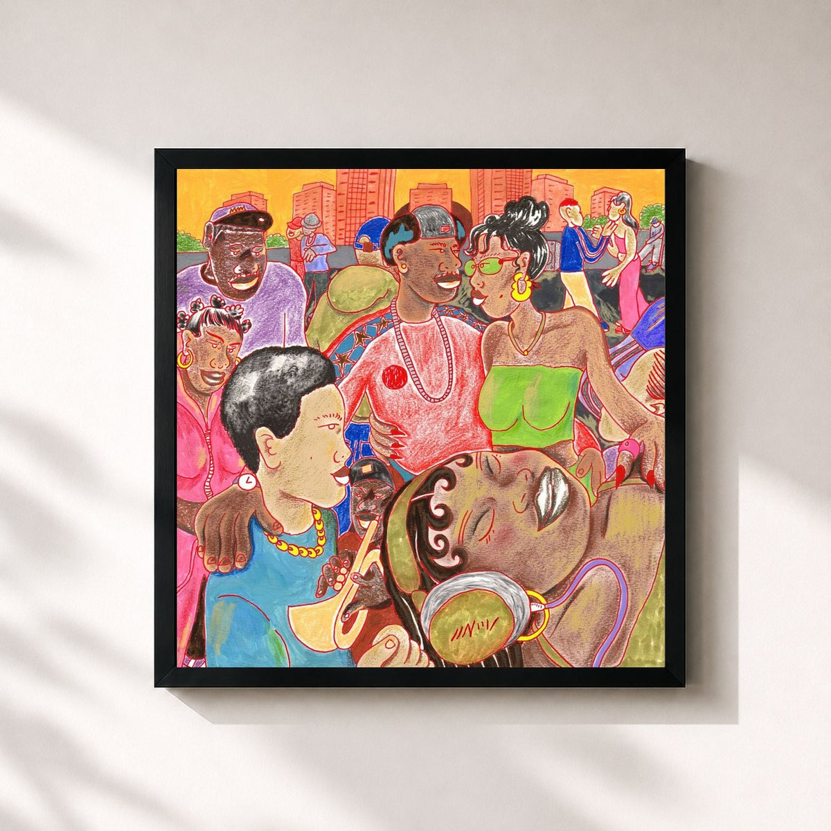 #noir Tableau carré de l'album Tuff Times Never Last de Kokoroko, cadre noir 32x32 cm