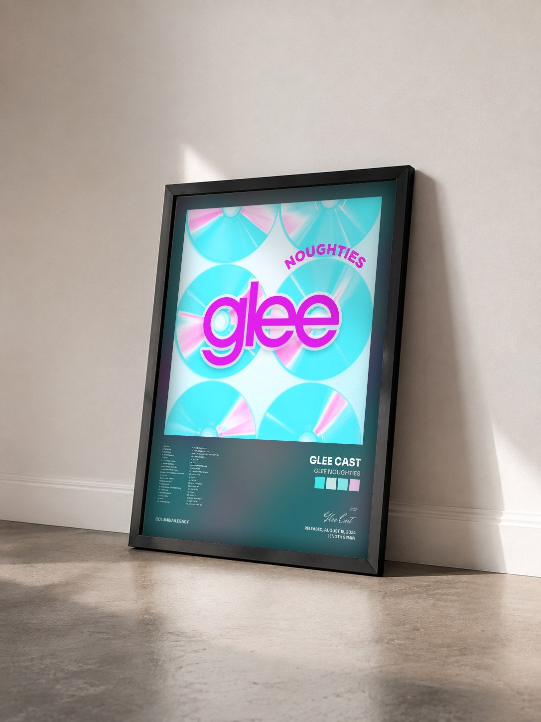 #noir Glee Noughties by Glee Cast as a framed art print seen at an angle, black frame