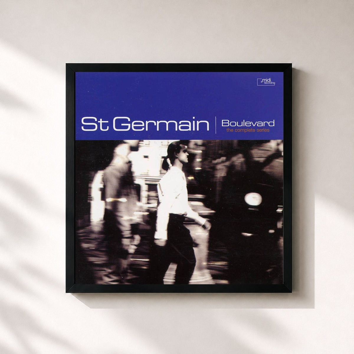 #noir Tableau carré de l'album Boulevard (The Complete Series) de St Germain, cadre noir 32x32 cm